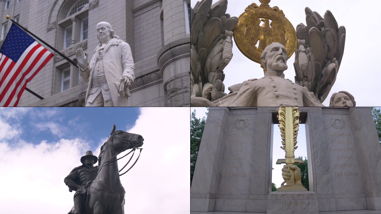4K美国国会大厦前的雕像视频素材
