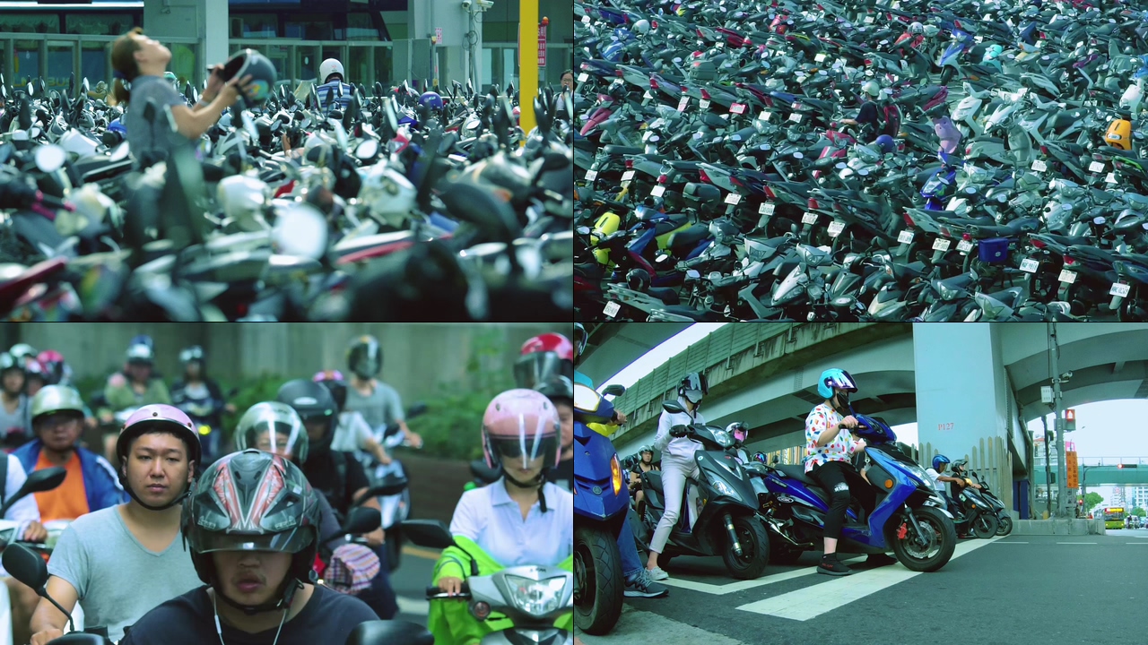 城市里拥挤的摩托车视频素材