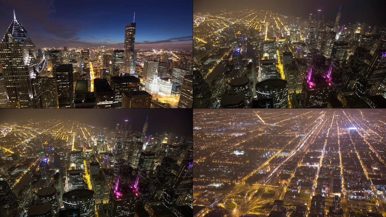 美国芝加哥城市夜景视频素材