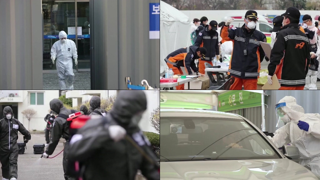 韩国新冠疫情防疫现场视频