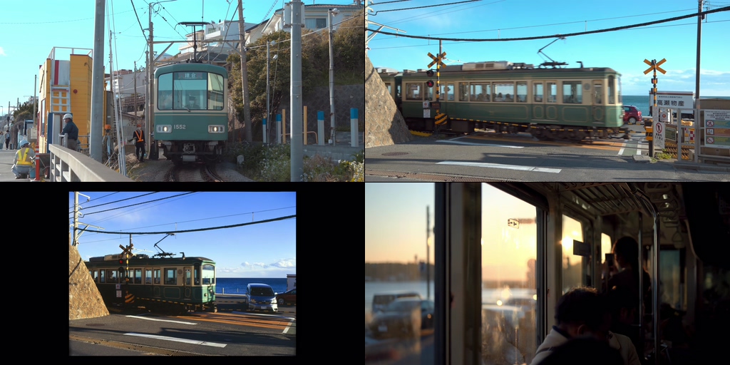 4K日本海边的轻轨列车视频