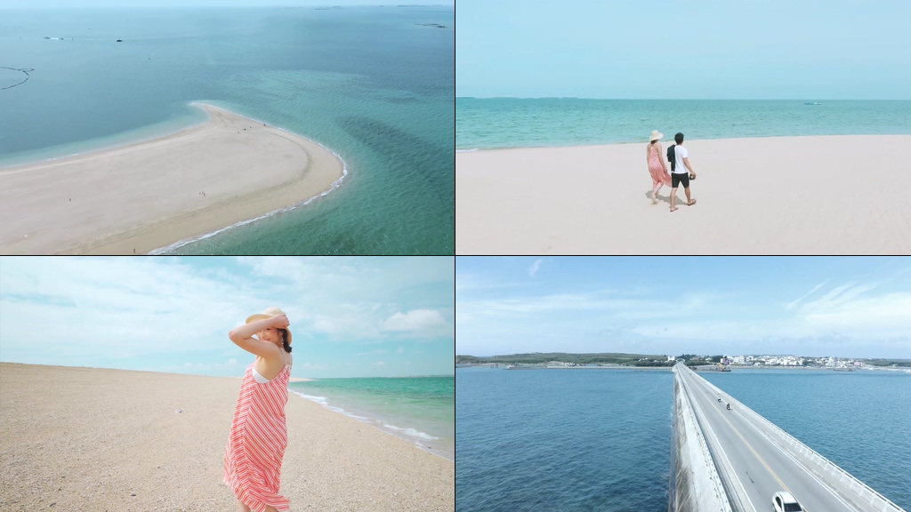 行走在海边的微胖女孩视频