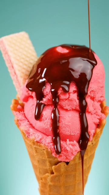 草莓冰淇淋和向下低落的巧克力
