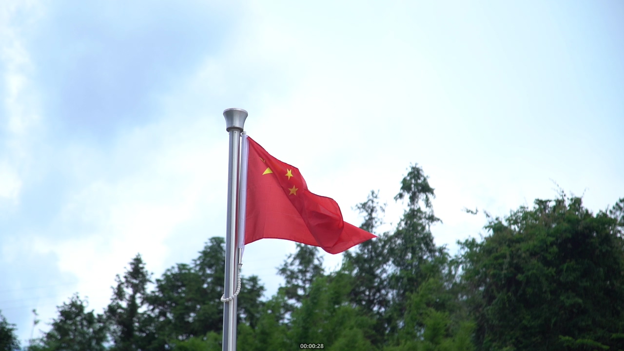 中国农村希望小学五星红旗视频素材