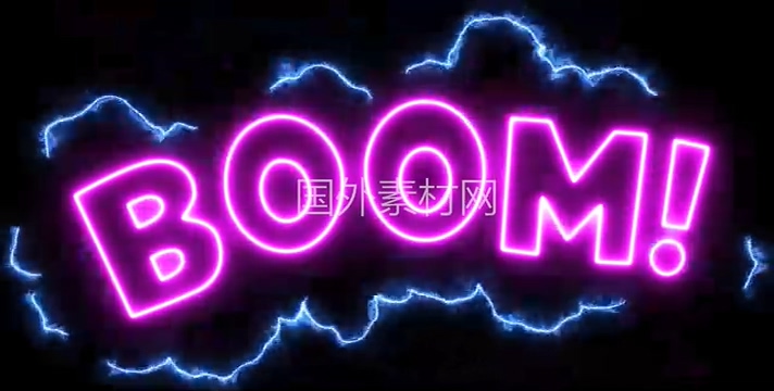 Boom霓虹灯闪烁vfx视频素材