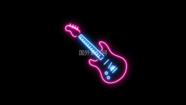 吉他霓虹灯闪烁vfx视频素材