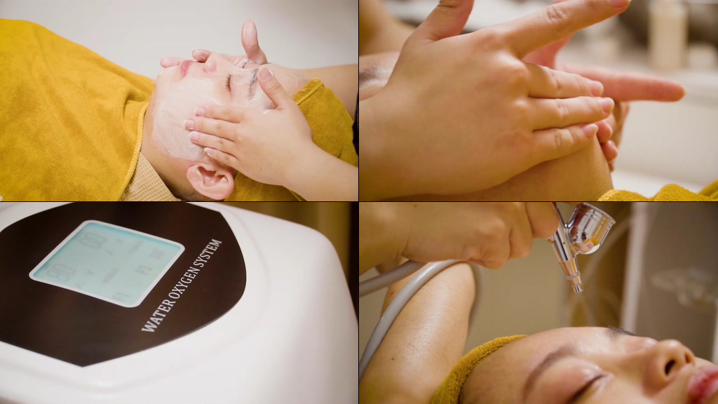 在美容院洗脸保养护肤的女人视频素材