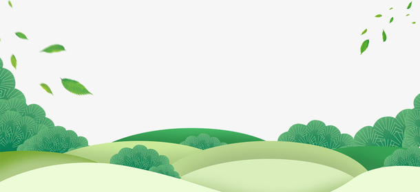 透明春季绿地与树丛装饰边框PNG图片