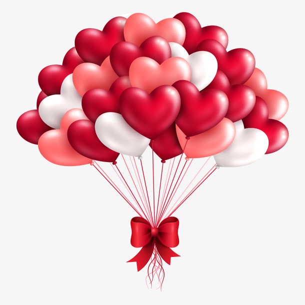 透明情人节素材心形气球PNG图片