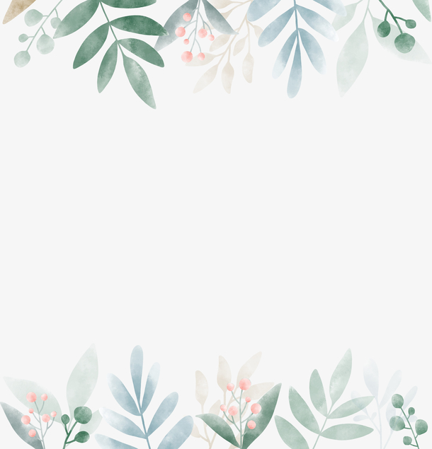 透明花叶边框背景PNG图片