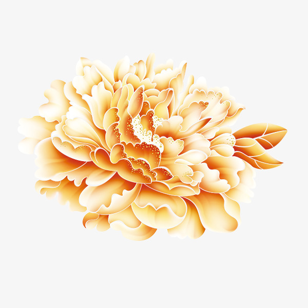 透明金色牡丹花朵PNG图片