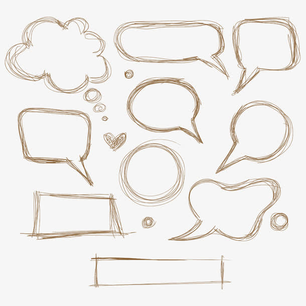 透明手绘铅笔线条聊天框对话框PNG图片