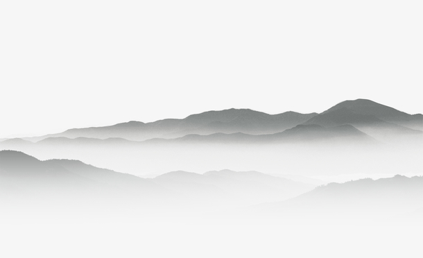 透明远处的山墨画中国风山PNG图片