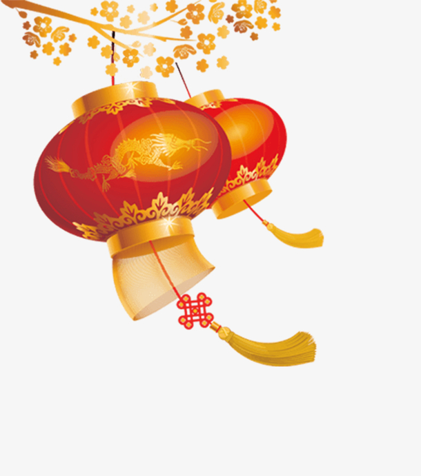 透明春节喜庆红灯笼素材PNG图片