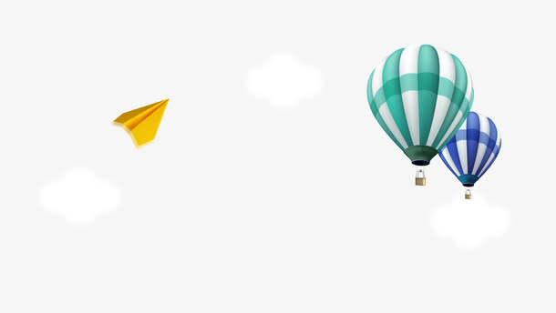 PNG图片气球飞机云彩漂浮素材素材下载