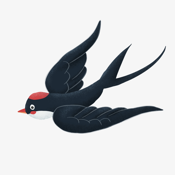 png图片卡通手绘一只飞翔的燕子插画设计素材下载