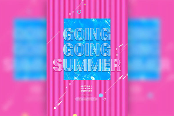精品条纹视觉夏季主题海报设计模板psd源文件,编号:82634649