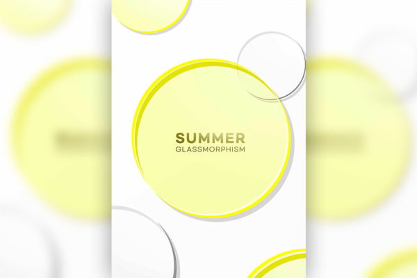 精品黄色圆形毛玻璃效果夏季简约海报设计模板psd源文件,编号:82634073