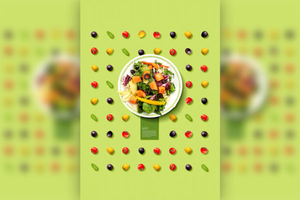 精品绿色蔬果沙拉食品广告海报设计psd源文件,编号:82632491