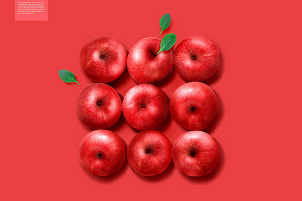 精品九宫格风格红苹果水果广告海报设计模板psd源文件,编号:82638551