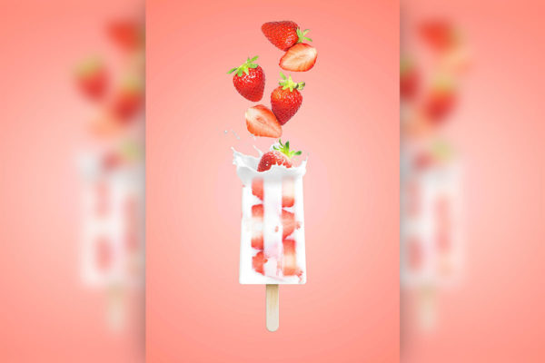 精品夏日清爽草莓冰棍食品广告海报设计psd源文件,编号:82631832