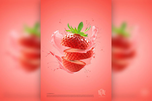 精品切水果风格草莓水果海报设计模板psd源文件,编号:82631559