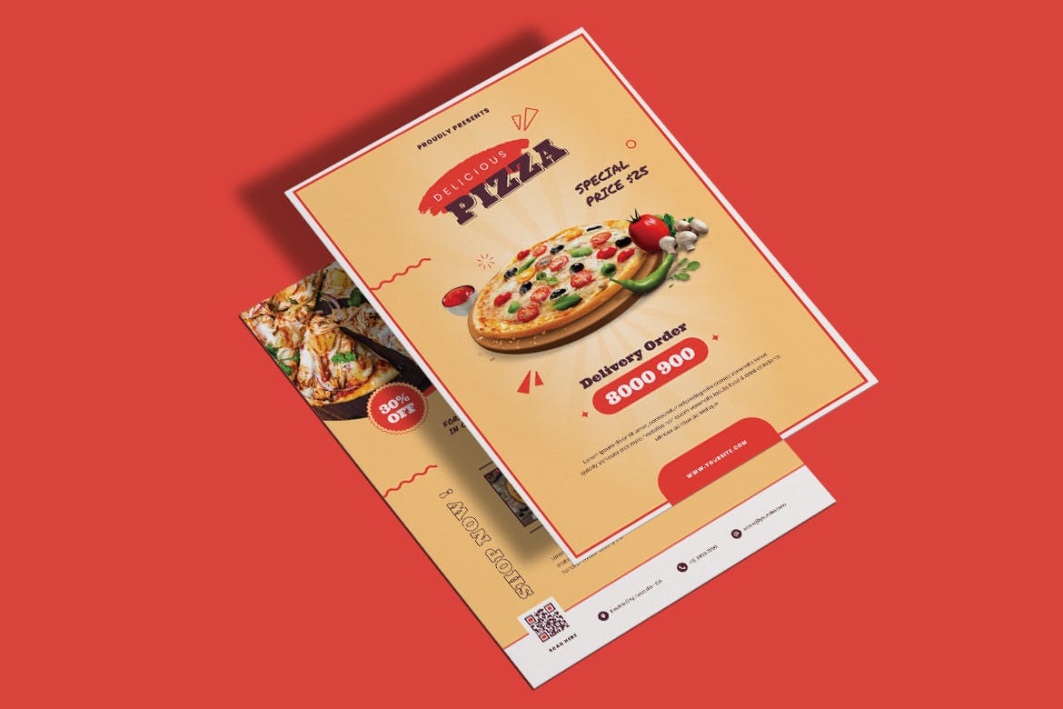 精品高品质的披萨西餐快餐海报宣传单菜谱设计模板-AI，EPS，PDF，PSD源文件,编号:82636562