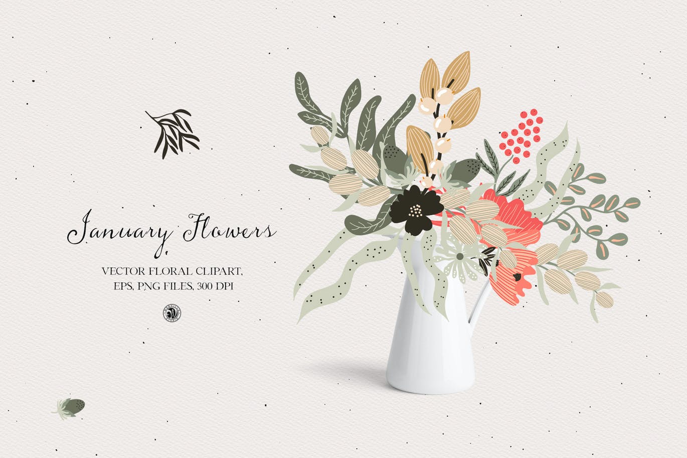 精品简约清新优雅的花朵花卉植物矢量插画集合-EPS，PNG源文件,编号:82626950