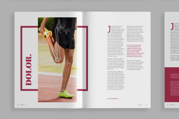精品粉红配色方案体育运动杂志版式设计模板源文件,编号:82630350