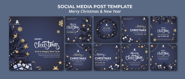 精品Instagram圣诞节和新年发布模板 PSD源文件,编号:82627019