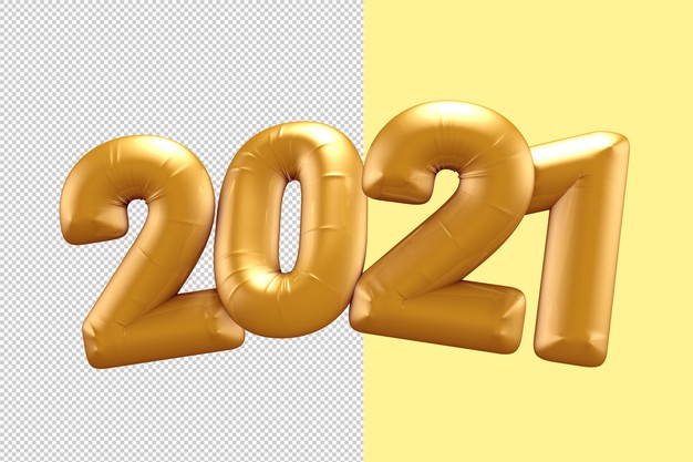 精品2021新年金色气球PSD源文件,编号:82625309