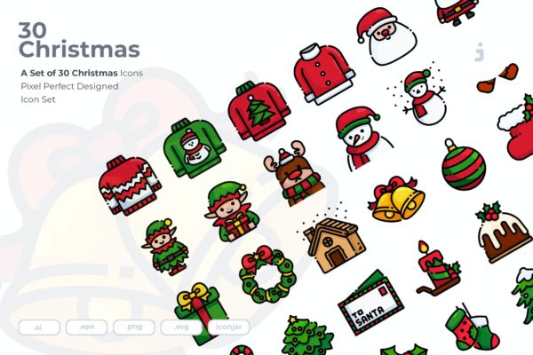 精品圣诞节图标元素集AI,EPS,PNG,SVG源文件,编号:82637312