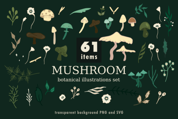 精品蘑菇植物插画集源文件,编号:82624272