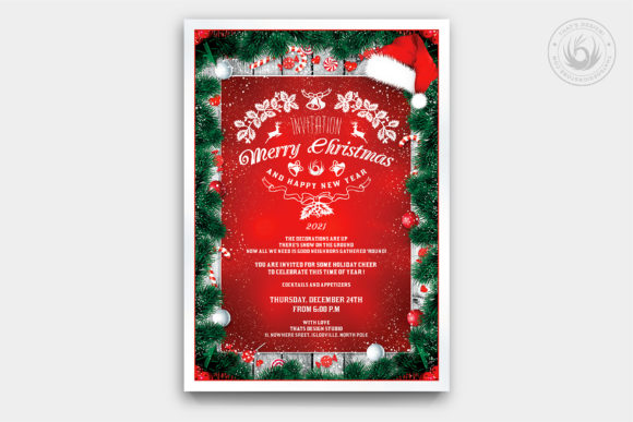 精品装饰元素圣诞派对邀请海报设计模板v6源文件,编号:82632639