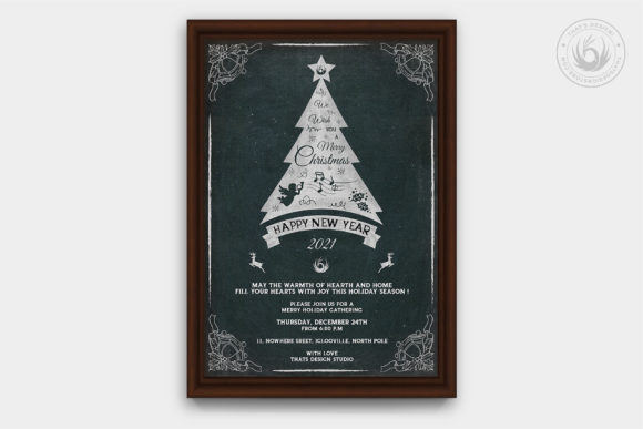 精品复古黑板风格圣诞派对邀请海报设计模板v5源文件,编号:82636175