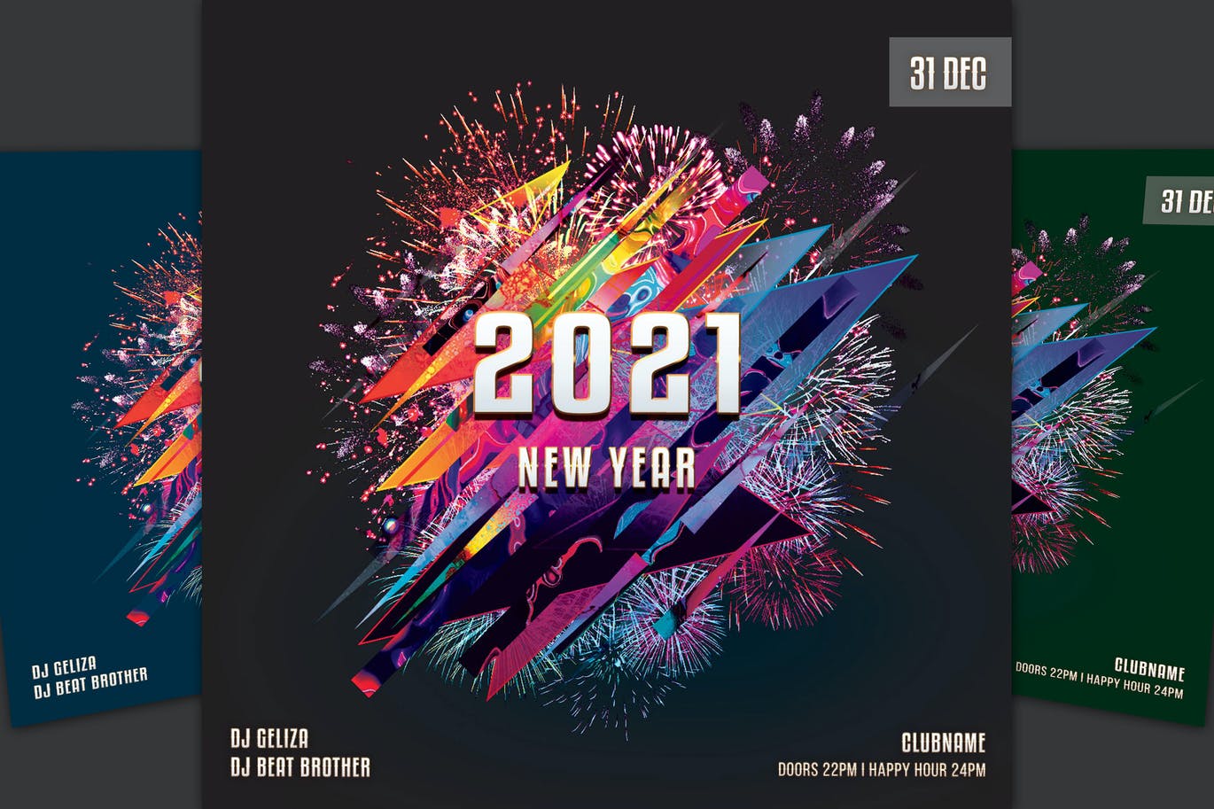精品时尚高端绚丽多用途的2021新年海报设计模板-PSD源文件,编号:82626166