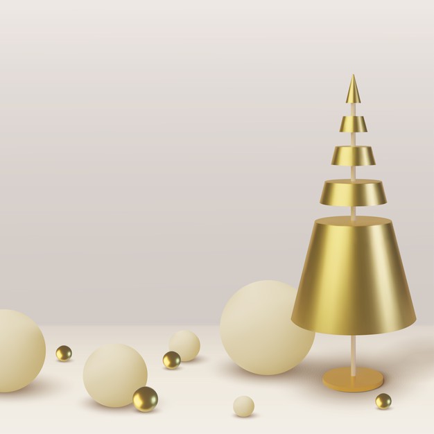 精品金属质感的金色圣诞树插画源文件,编号:82625805