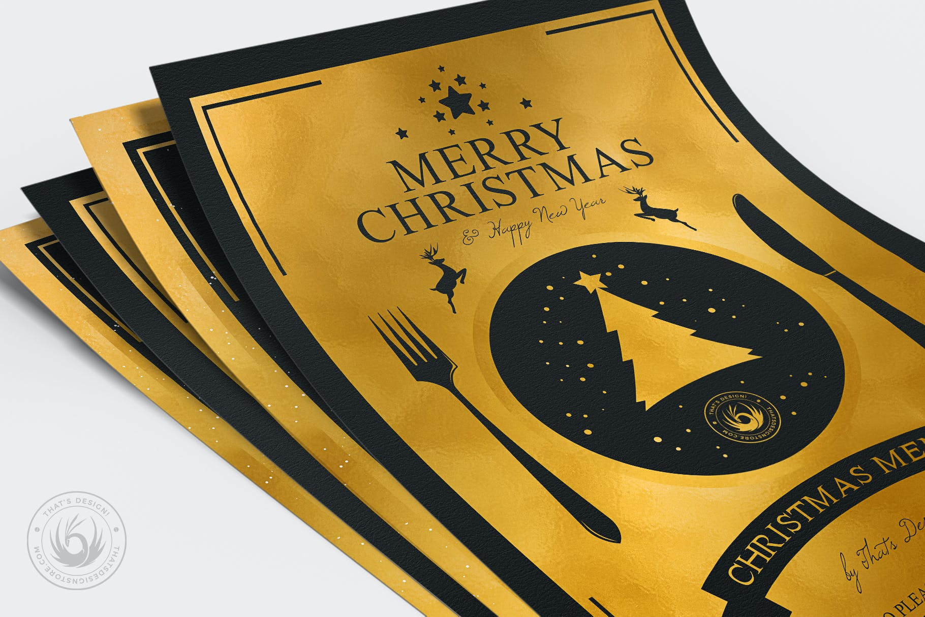 精品高端高品质感的圣诞节餐厅菜单设计模板PSD源文件,编号:82623096