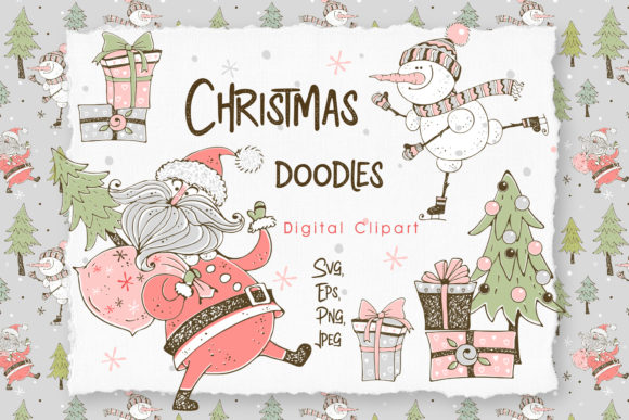 精品圣诞老人&快乐的雪人数字剪贴画源文件,编号:82627521