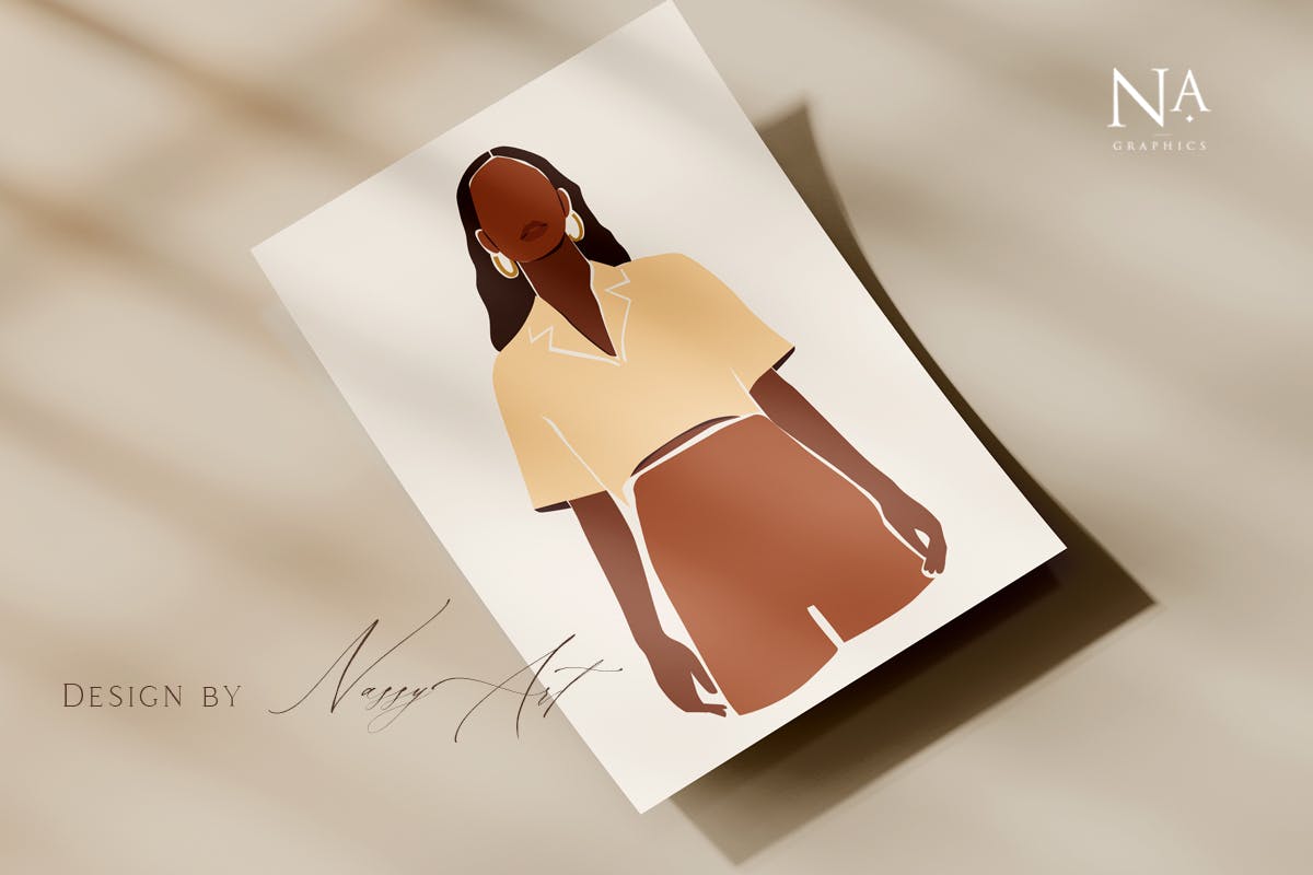 精品抽象的艺术风格黑人女性插画海报矢量元素大集合-AI，PNG，SVG源文件,编号:82620442