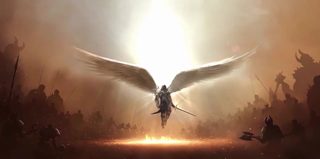 神话里的战神天使降临视频素材