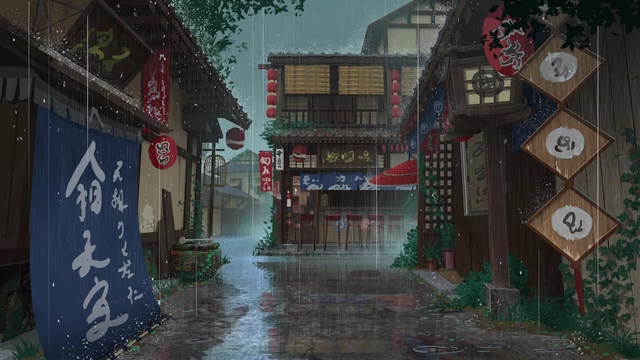 下雨天日本农村街头视频