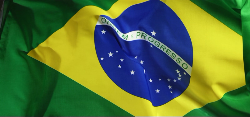 4K巴西国旗迎风飘扬视频素材
