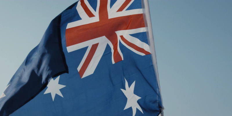 4K澳大利亚国旗迎风飘扬