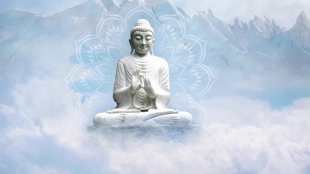 天空上的佛祖佛像视频免费下载