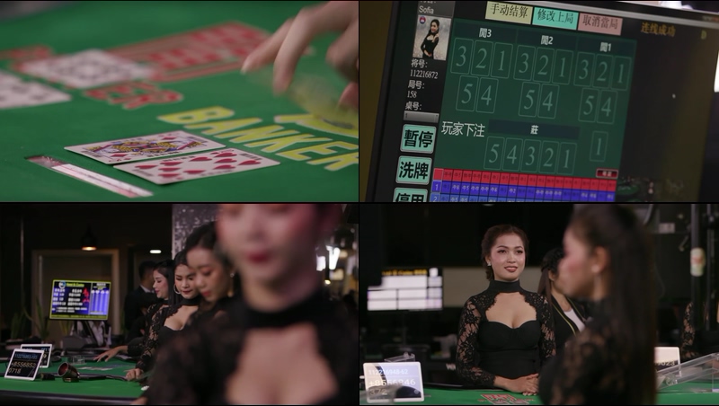 在赌场发牌的美女视频素材