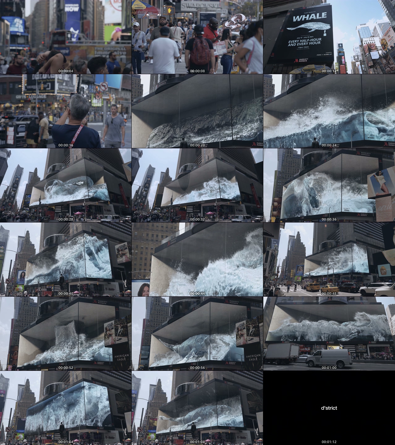 纽约时代广场裸眼3D公共媒体艺术广告牌4K视频素材