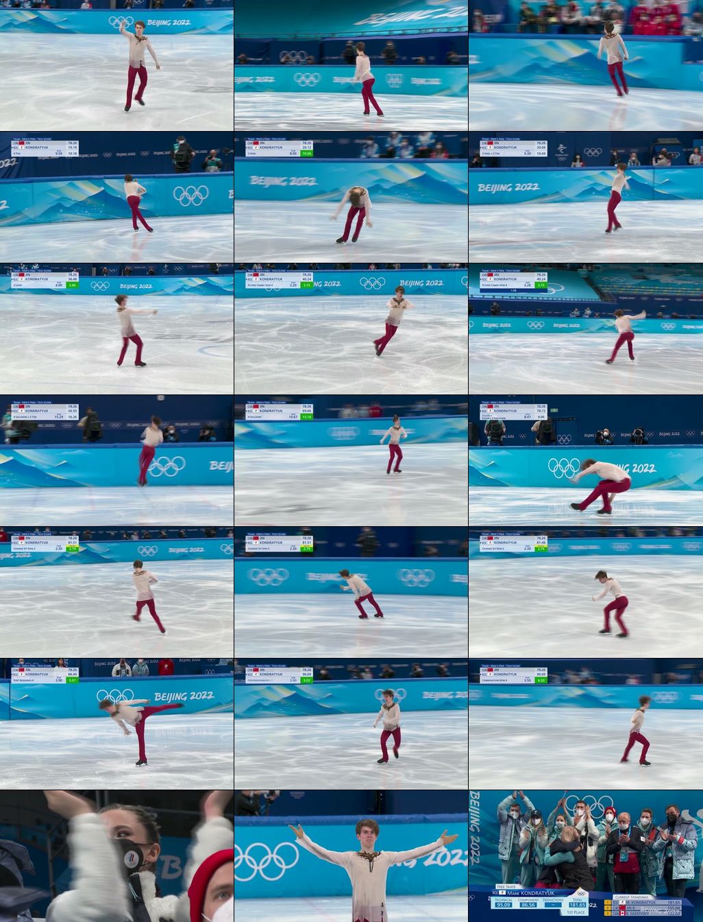 2022冬奥会马克·孔德拉秋克花样滑冰高清视频素材NBC体育