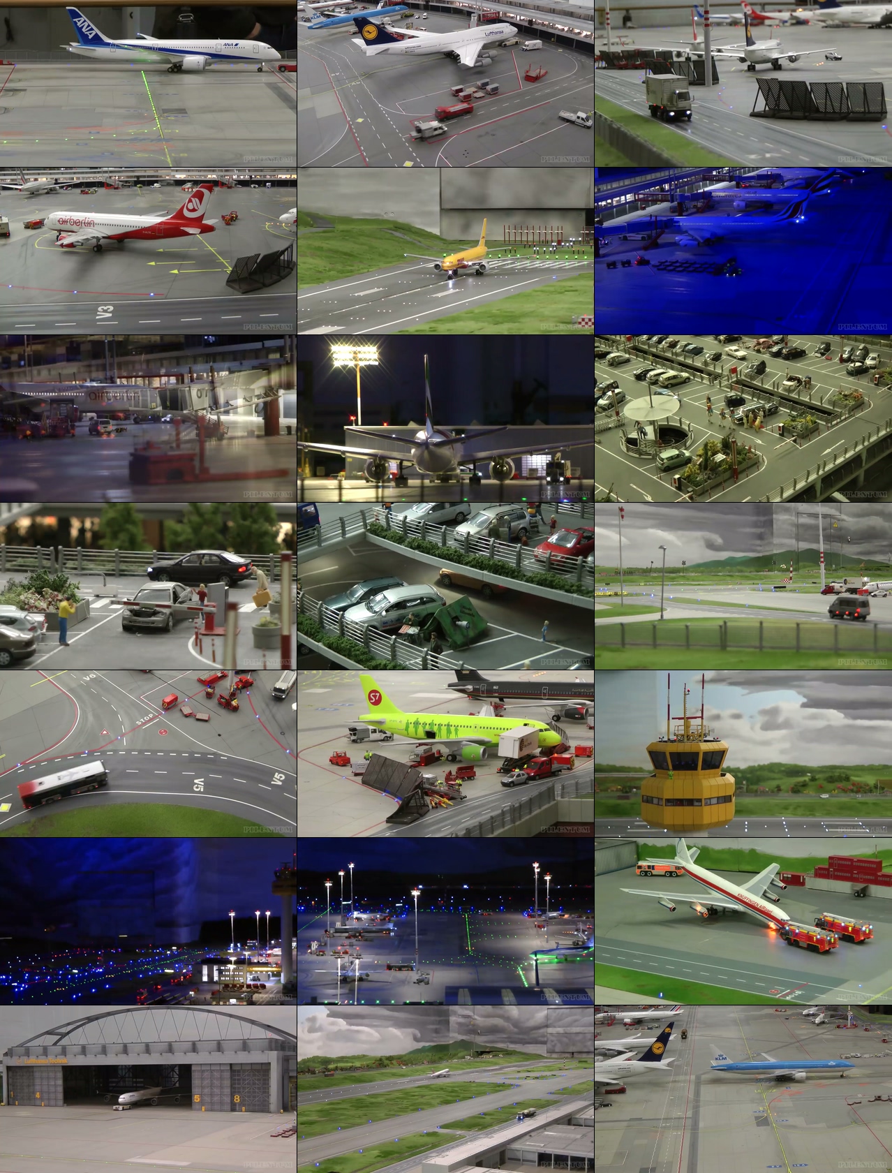 飞机模型机场 全面运转的微型机场720P视频素材