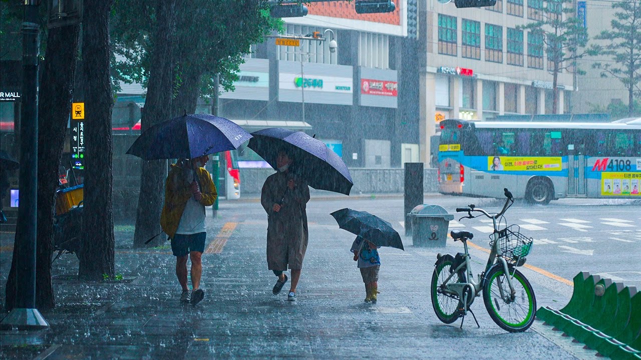 下雨的城市视频素材_韩国首尔下雨20分钟版